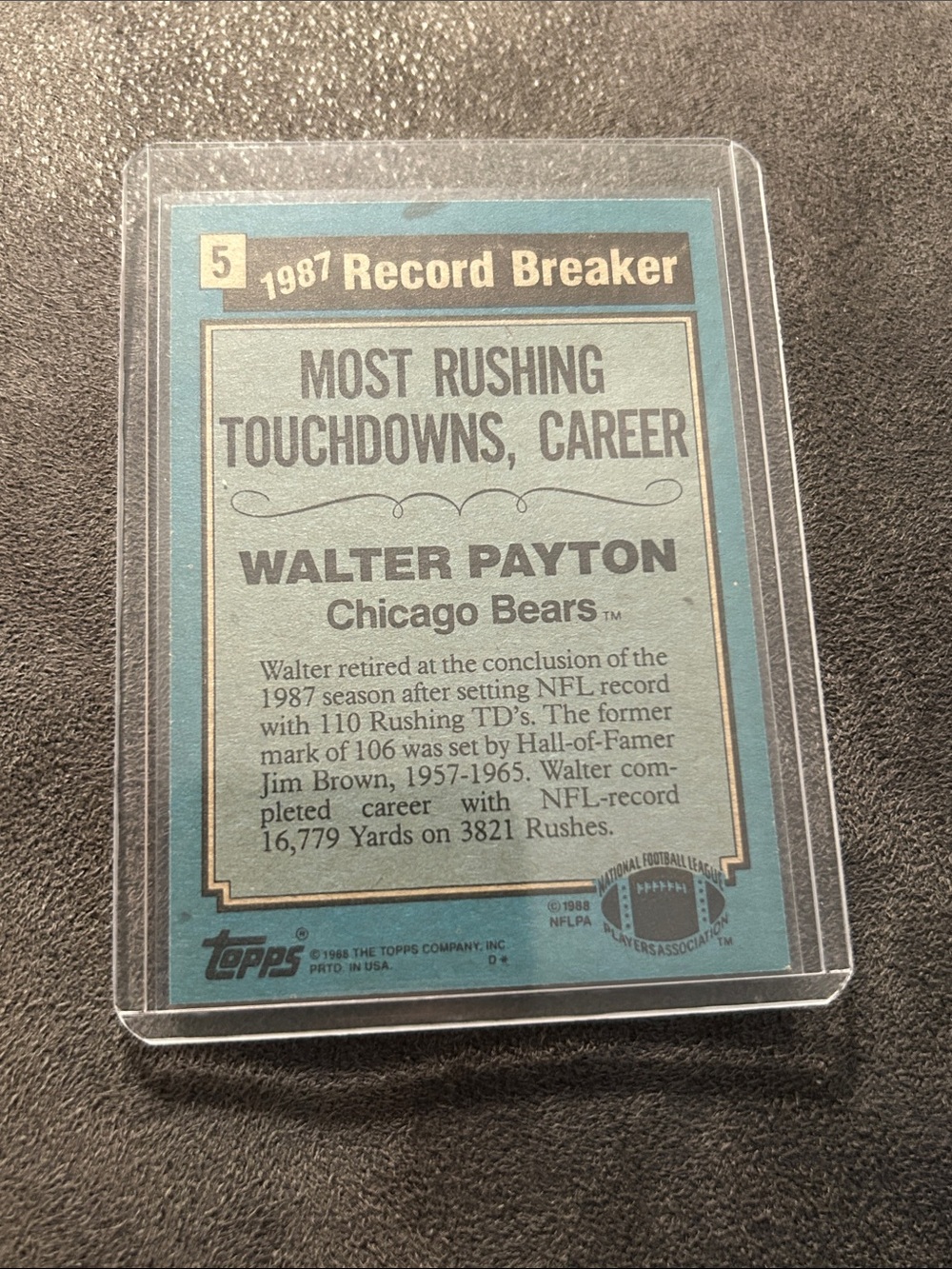 Topps Walter Payton Football Card - Chicago Bears - Picture 2 of 2
